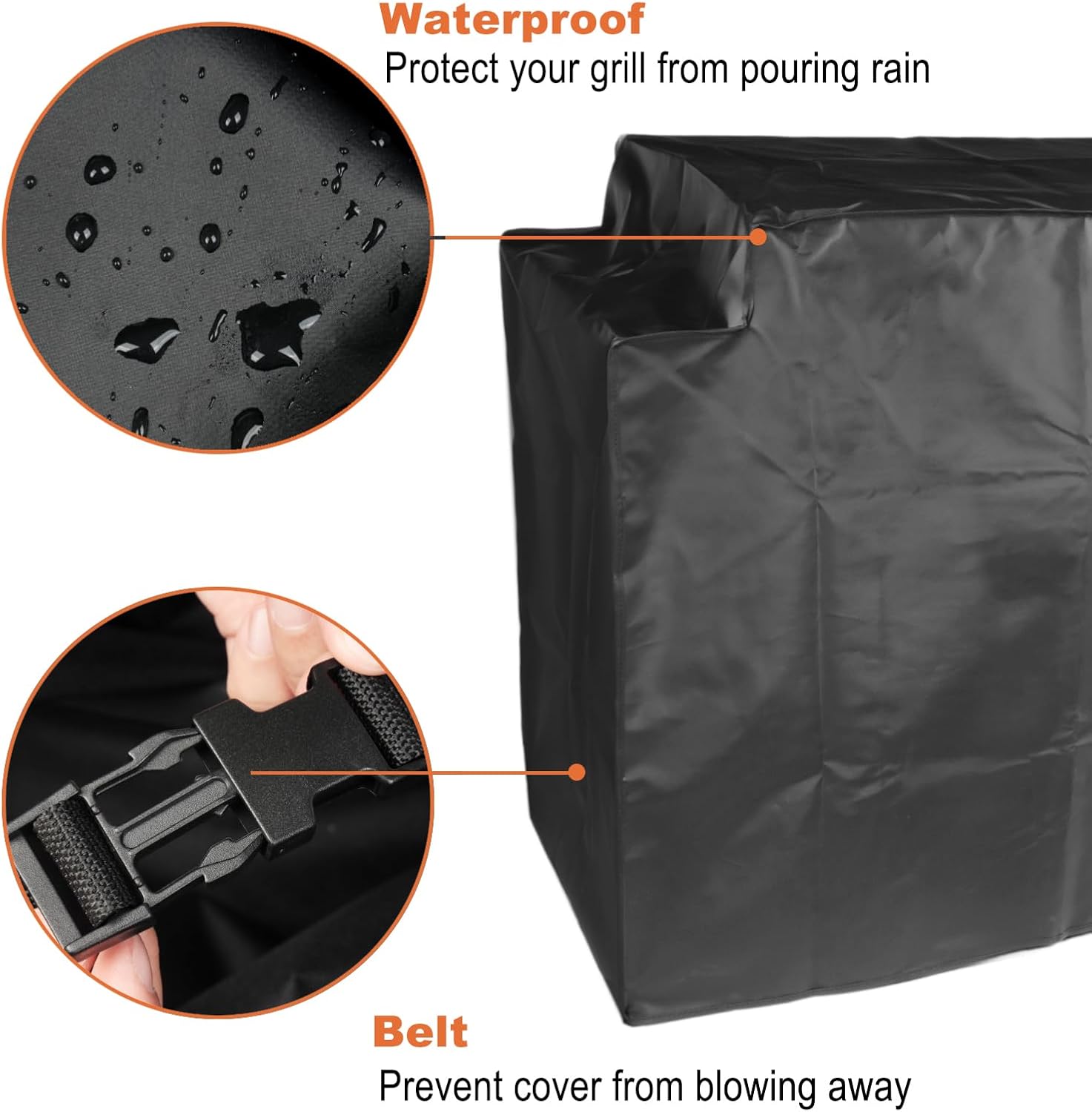Grill Cover for Pit Boss PB757GD/Blue Rhino Razor 4 Burner - 600D Waterproof UV Resistant with Drawstring, Windproof & Easy Clean Outdoor Protector Black (Medium)