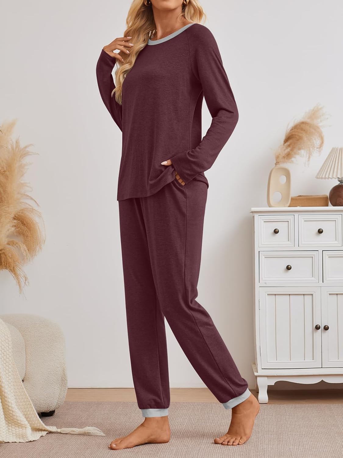 LILLUSORY Womens Pajamas Sets 2 Piece Fall Casual Lounge Pjs Set Sleep Loungewear Winter Long Sleeve Warm Outfits 2026 - Image 3