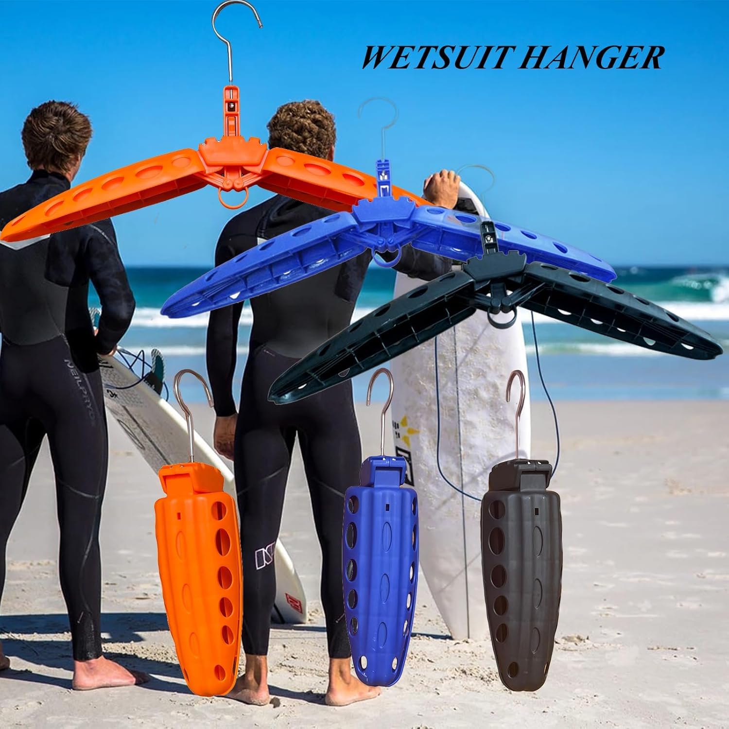 Cintre pliable pour combinaison de plongée, séchoir solide et ventilé pour le surf, la plongée, la natation, cintre à séchage rapide pour équipement lourd (rouge)