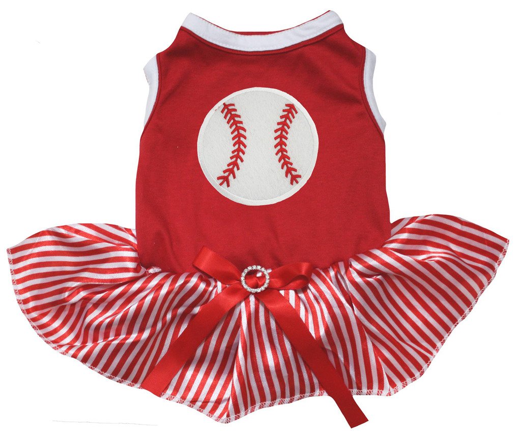 Robe de baseball pour chien XXL rayée blanc et rouge