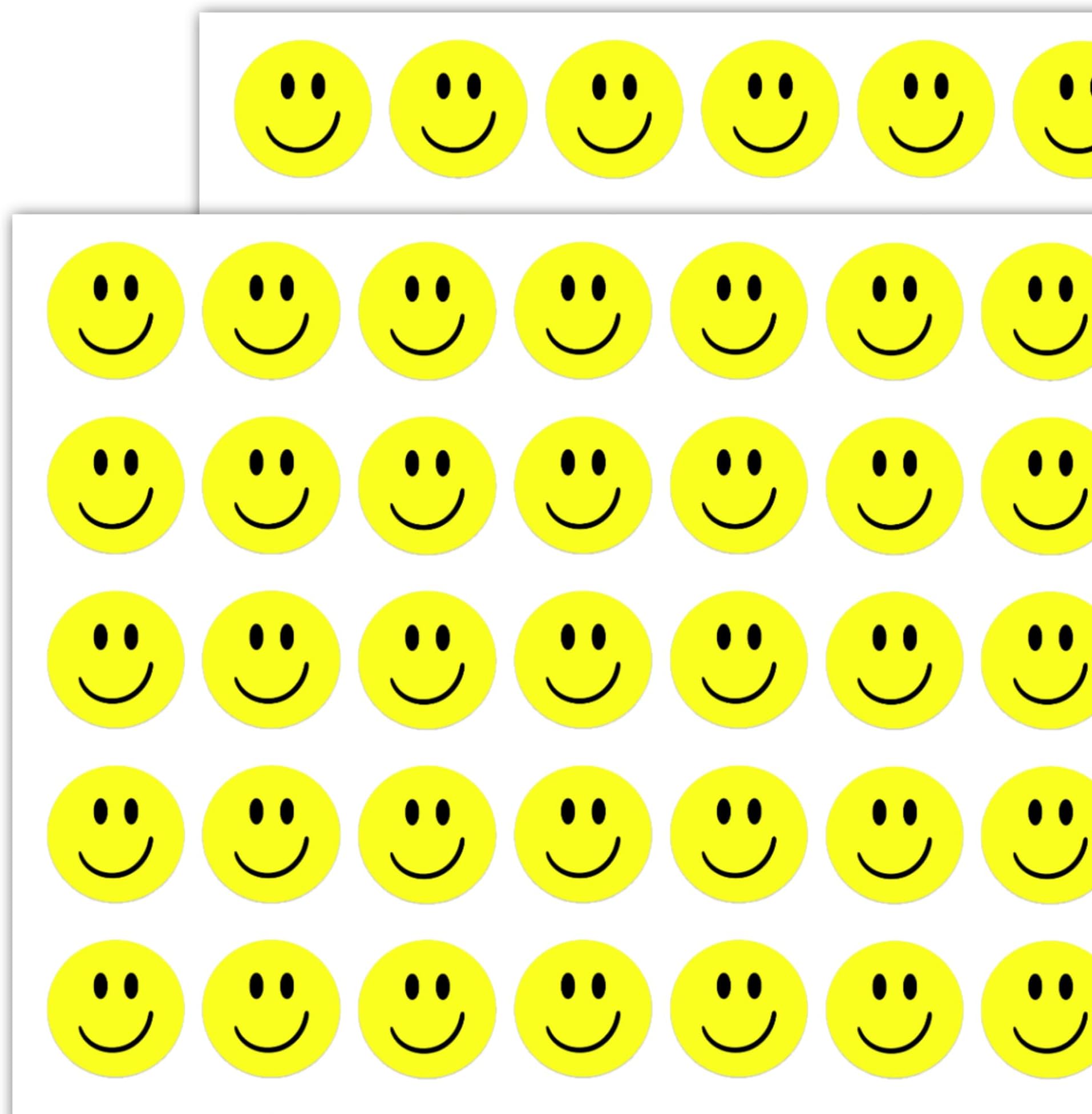 2000 Pack - 0.5" Smiling Happy Smile Face Stickers, Yellow