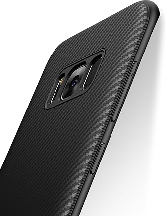 J Jecent Funda para Samsung Galaxy S8, [Textura Fibra de Carbono] Carcasa Ligera Silicona Suave TPU Gel Bumper Case Cover de Protecci?n Antideslizante [Anti-Rasgu?o] [ Anti-Golpes] - Negro