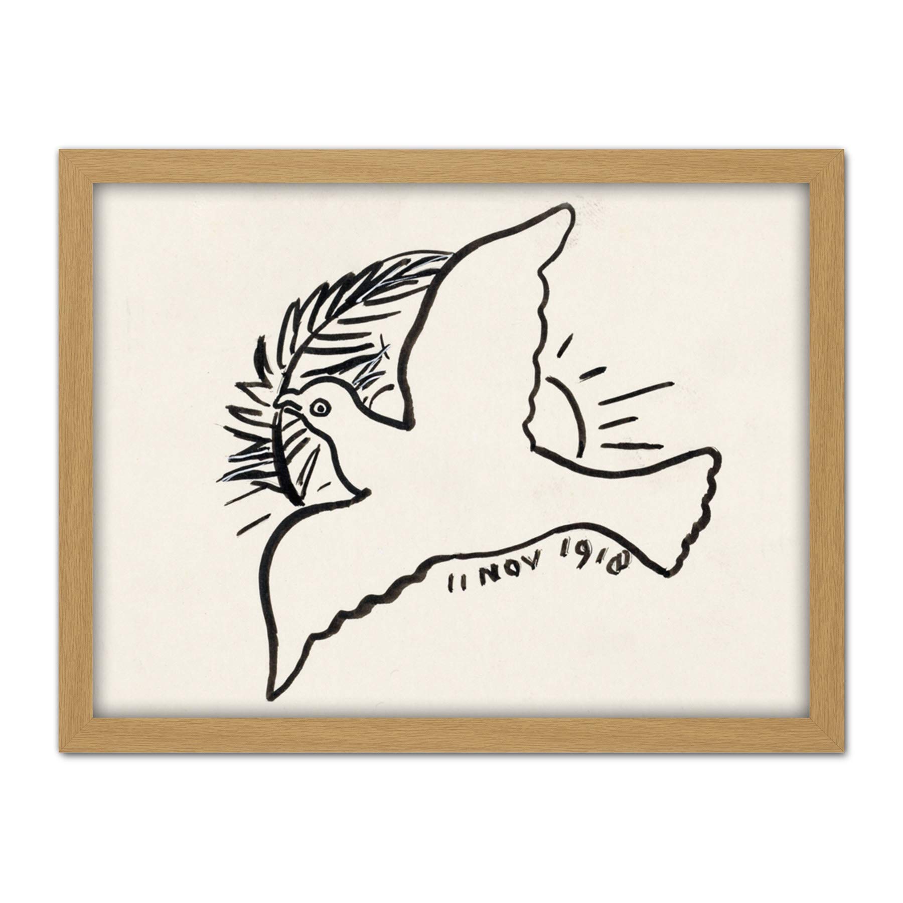 Artery8 Leo Gestel Peace Dove Branch 1918 Drawing Artwork Framed Wall Art Print 18X24 Inch