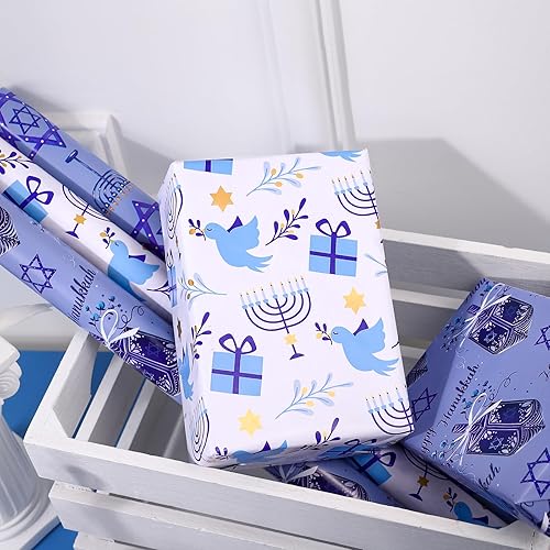 Vista 18 de WRAPAHOLIC Rollo de papel kraft de regalo de Navidad, mini rollo, 3 rollos, 17 x 120 pulgadas por rollo, colección navideña de alce de acuarela