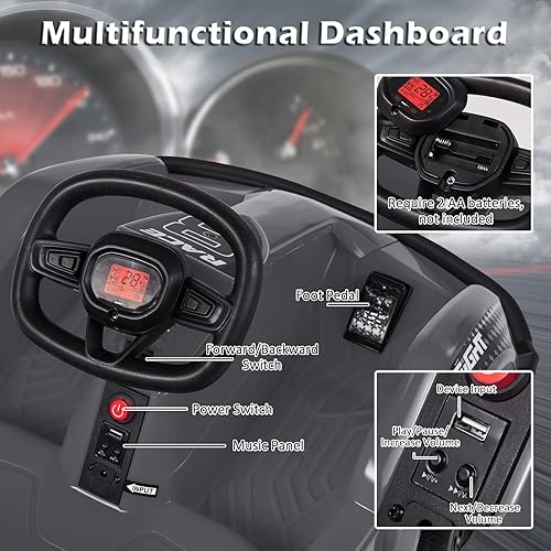 Miniatura 3 de Costzon Carrito de viaje para niños con control remoto cinturón de seguridad música puerto USB adelanteatrás auto eléctrico de 6 V alimentado por