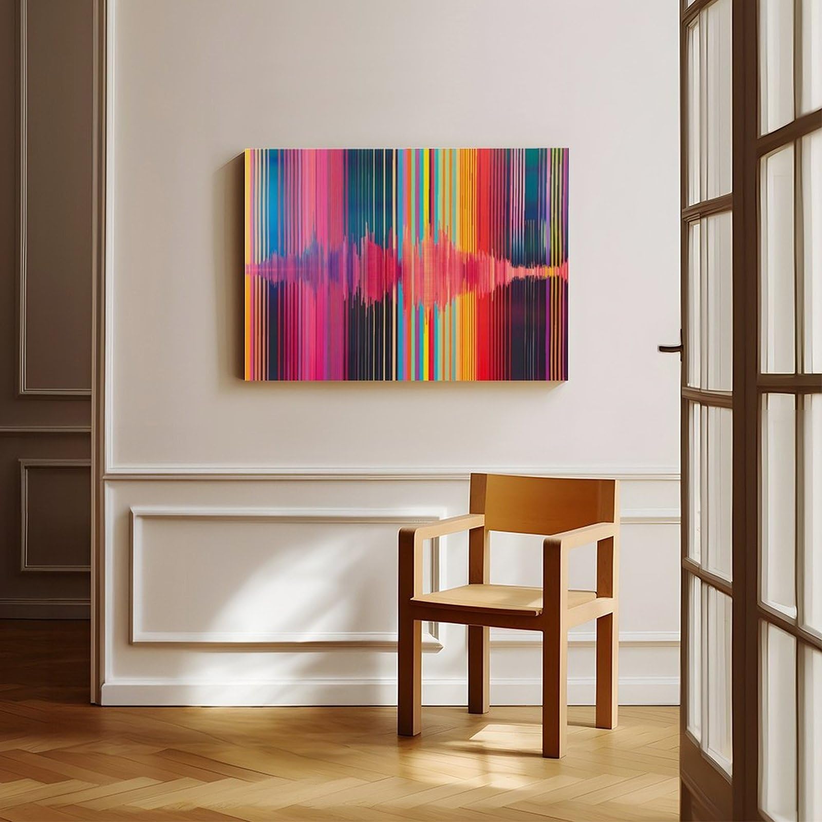 QIOTBVV Arte astratta colorata delle onde musicali, poster su tela, decorazione per camera da letto, paesaggio per ufficio, camera da letto, regalo, 61 cm L x 91,4 cm W