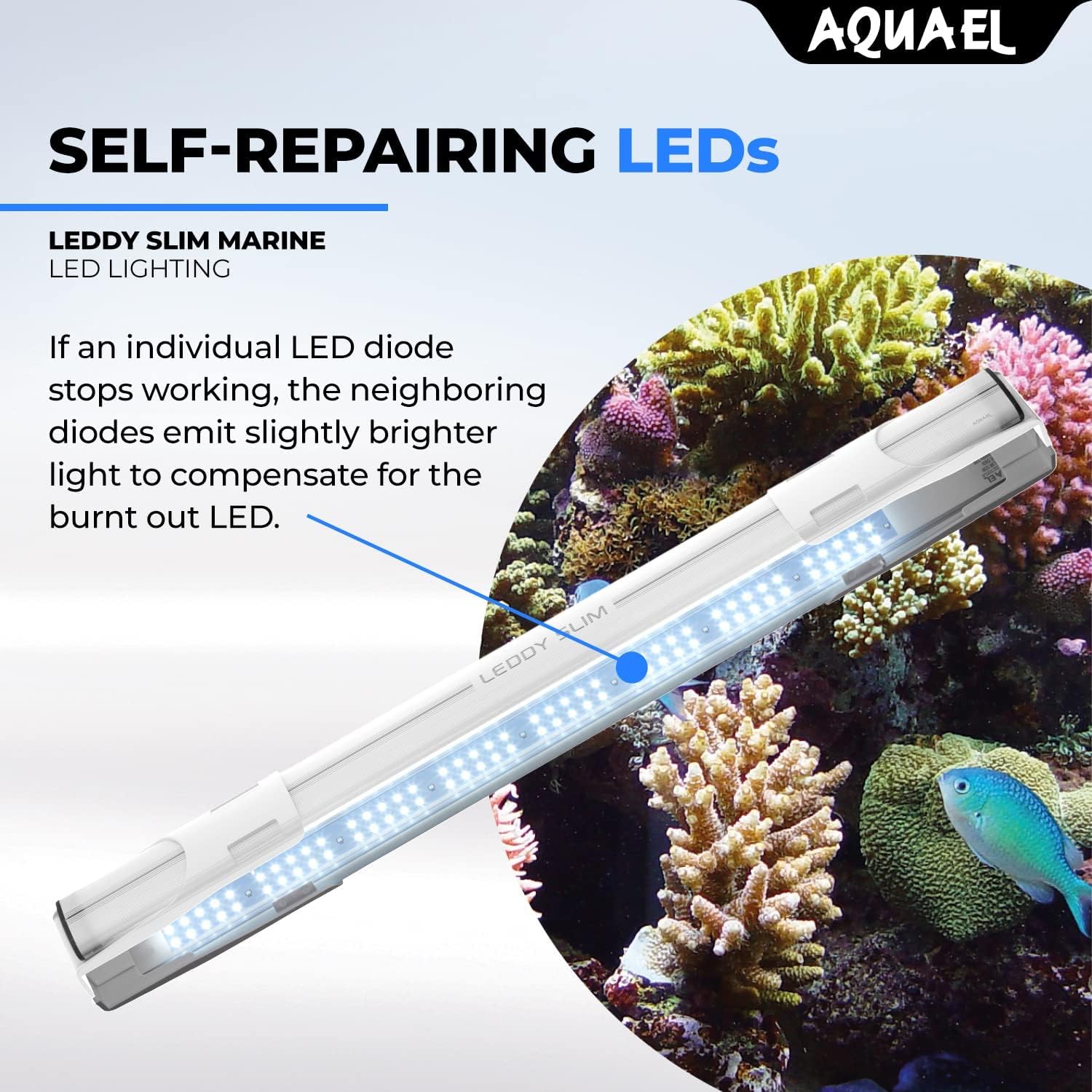Aquael Leddy Slim Marine Premium Aquarium Light (White, 32W 30"-40")