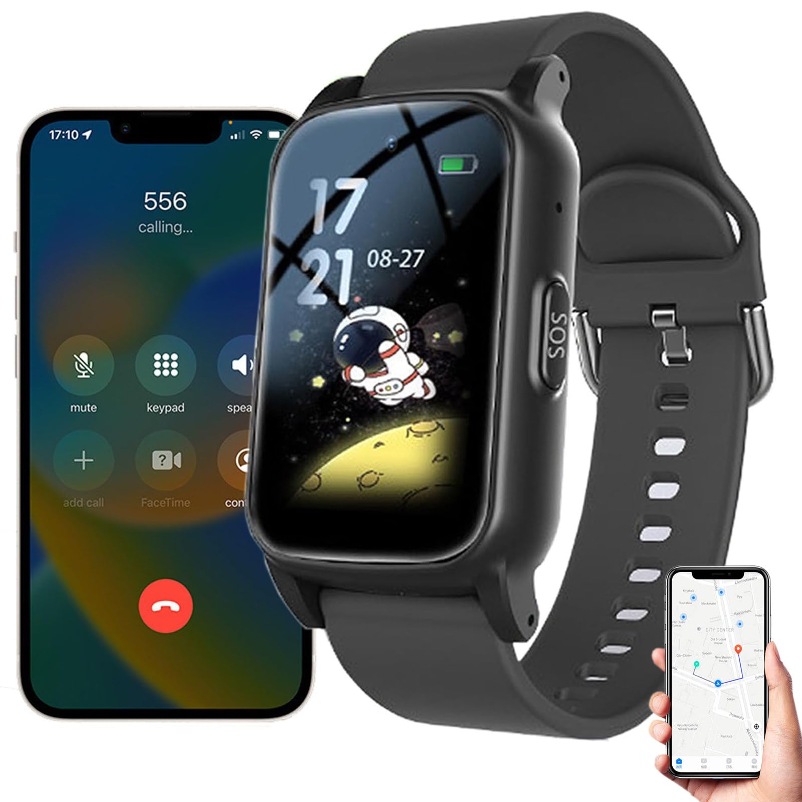 Reloj de detección de caídas para ancianos, posicionamiento GPS, video HD/llamada de voz, monitoreo de salud, impermeable IP67, alarma de caída