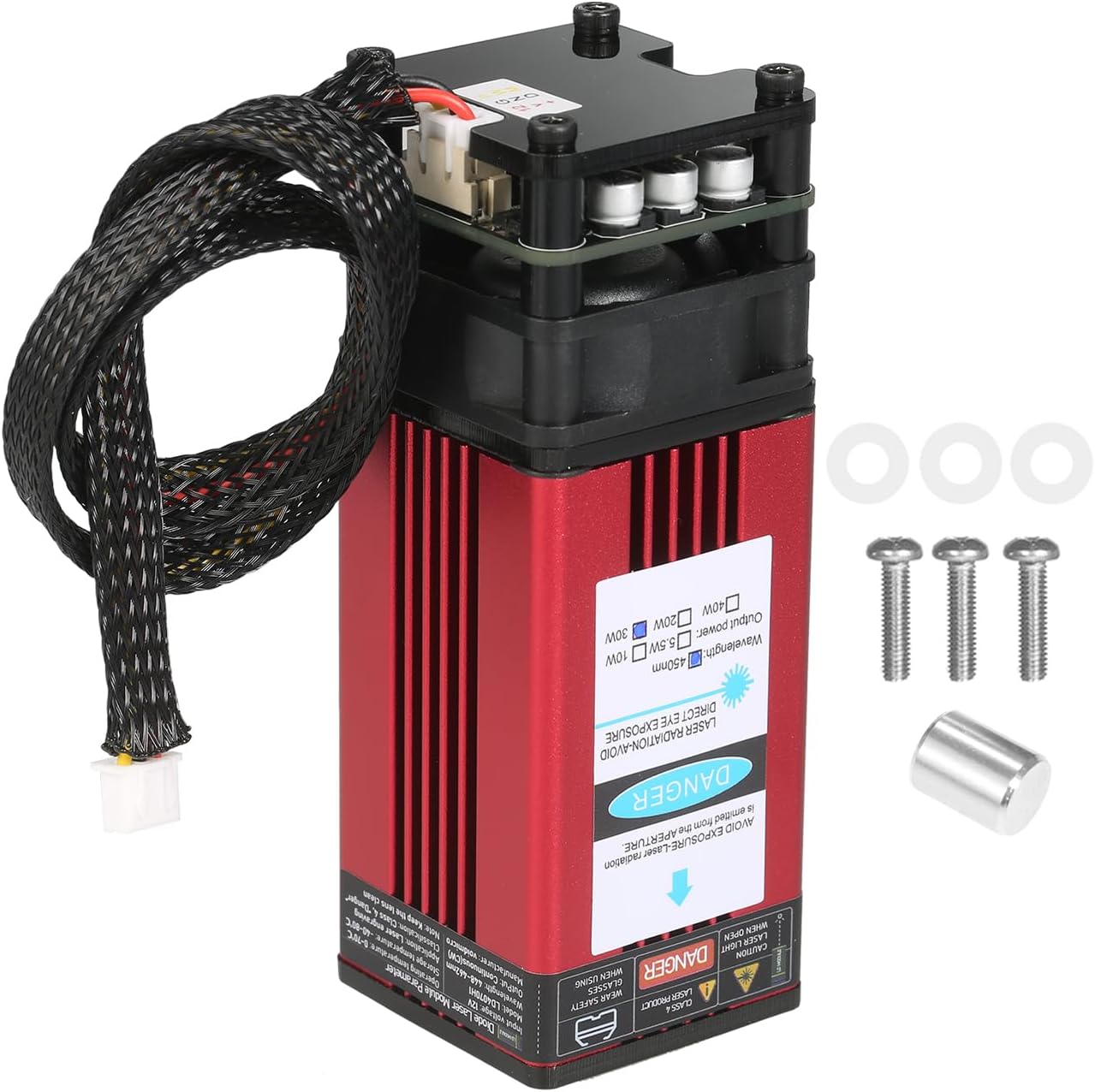 Eacam 30W Laser Module 450nm Engraving Laser Head Fixed Focal Length High Precision Engraving Plastic Leather Wood Acrylic for Laser Engraving Machine CNC Router Cutting Machine