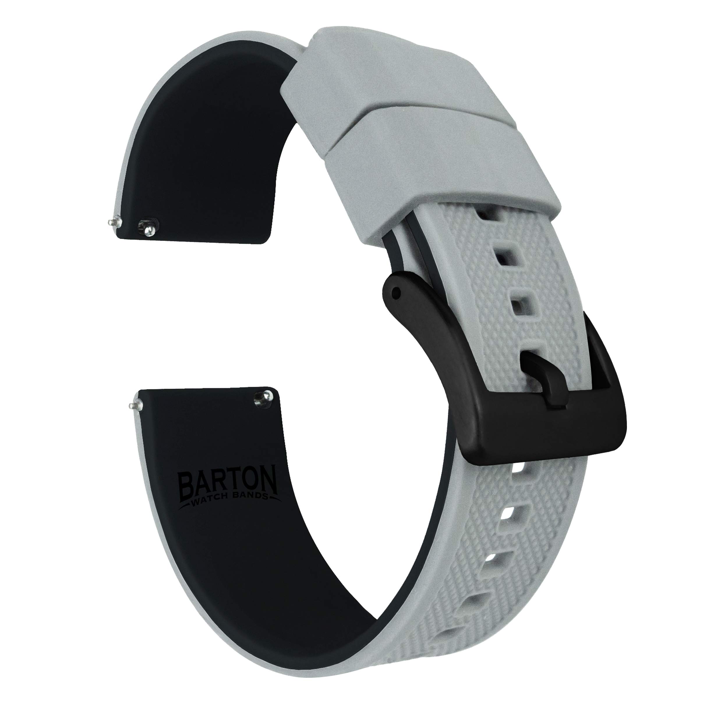 BARTON Elite Silicone Watch Bands - Quick Release - Choose Strap Color & Buckle Color (Stainless Steel, Black PVD or Gunmetal Grey) - 18mm, 20mm, 22mm & 24mm Watch Straps