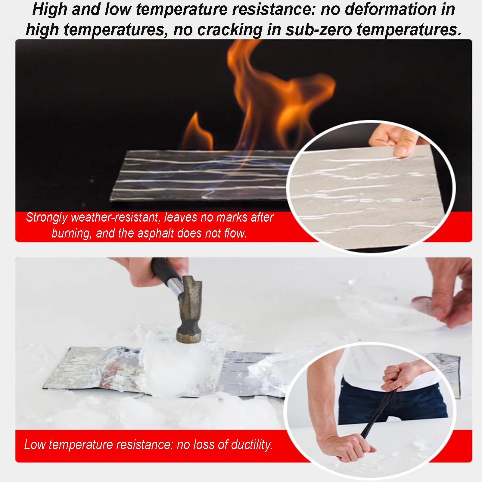 Cinta bituminosa for reparación de techos | Plata, varios tamaños, reparación de techos y tuberías a prueba de fugas: cinta asfáltica autoadhesiva(50x1000cm)