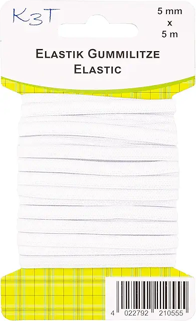 Hochwertiges Gummiband 5 mm x 5 m weiß zum Nähen