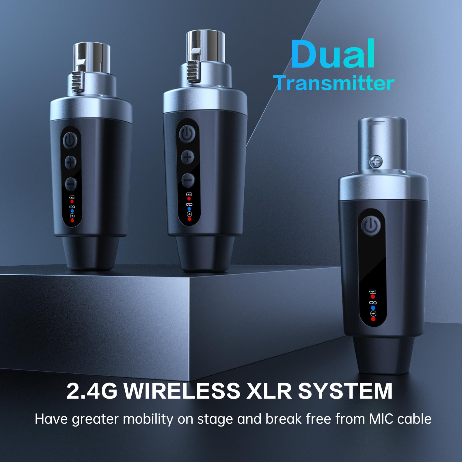 EBJ Wireless Microphone Transmitter Receiver 2.4Ghz, XLR Microphone Wireless System, Rechargeable Wireless Mic Adapter for Audio Mixer, Dynamic Mic, PA Speaker,electric guitar (M-04-2)