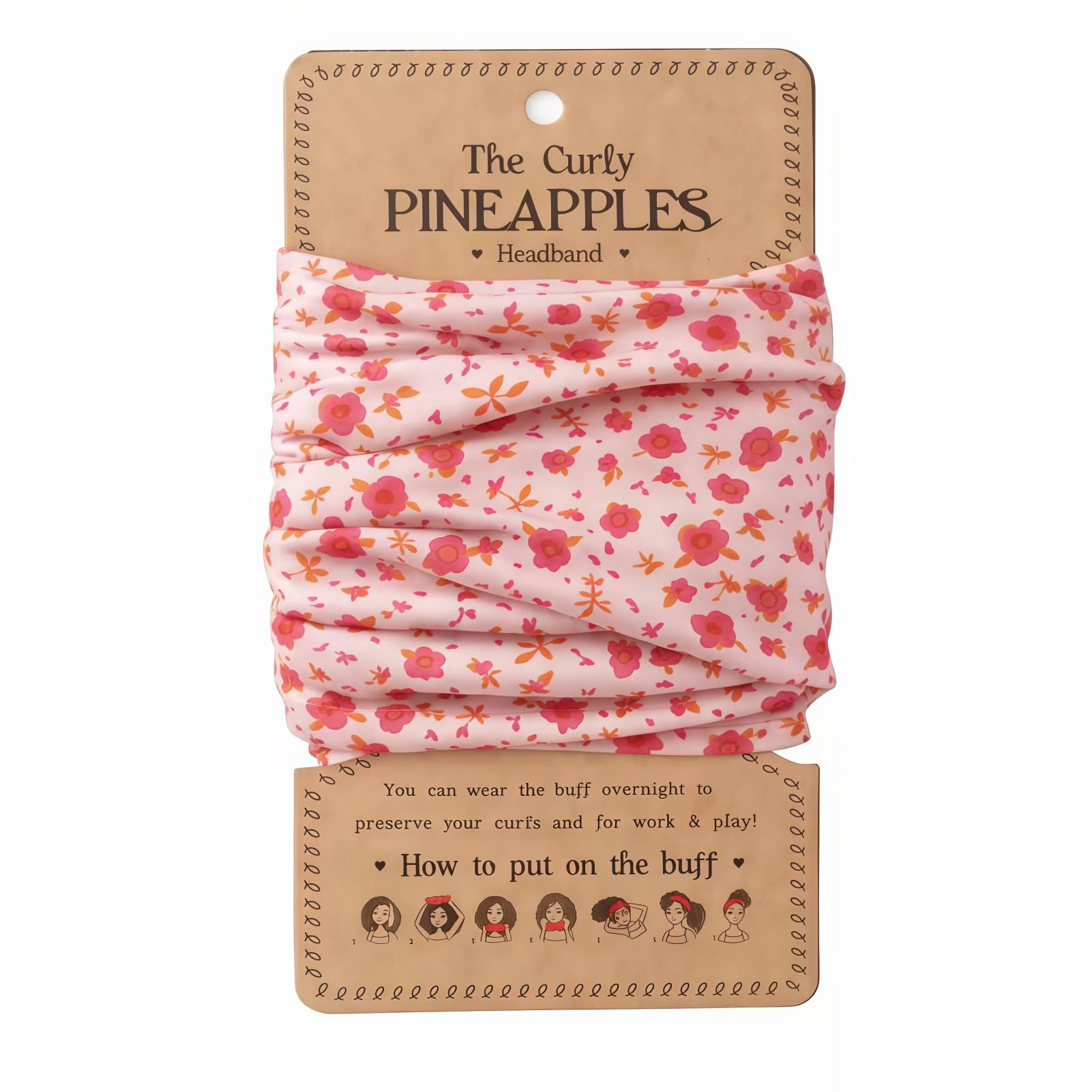 Curly Pineapple Headband for Women, Extra Wide Floral Sleep Scarf for Thick Curly & Coily Hair, Anti-Frizz Pineapple Hair Wrap, Soft Stretch Night Tube for Braids, Locs & Natural Hair