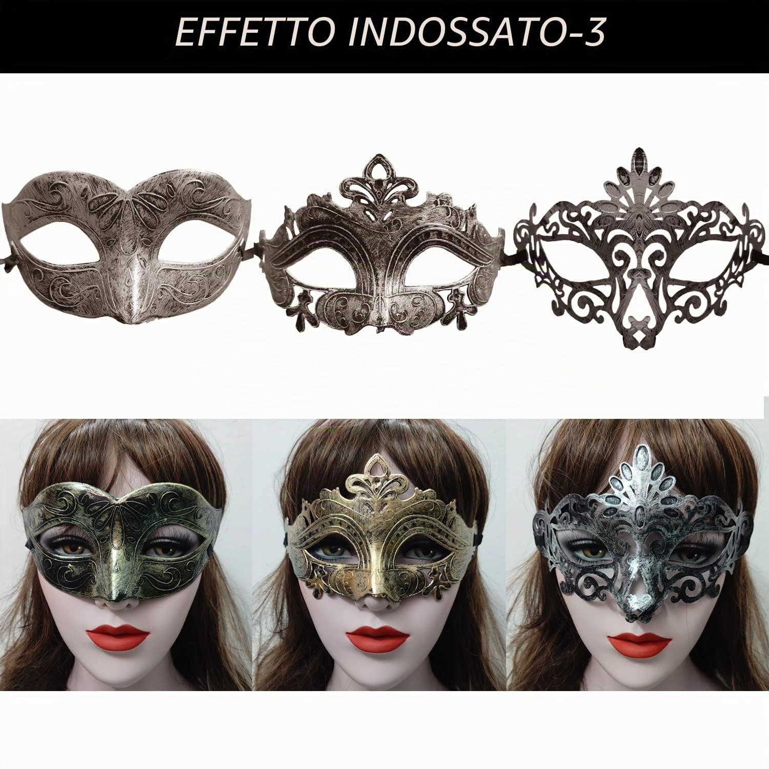 27 pezzi Vintage Maschere Antico Maschera Retrò Uomini Donne Maschera Unisex per Festa da Ballo Costume Veneziano - Oro, Argento, Bronzo