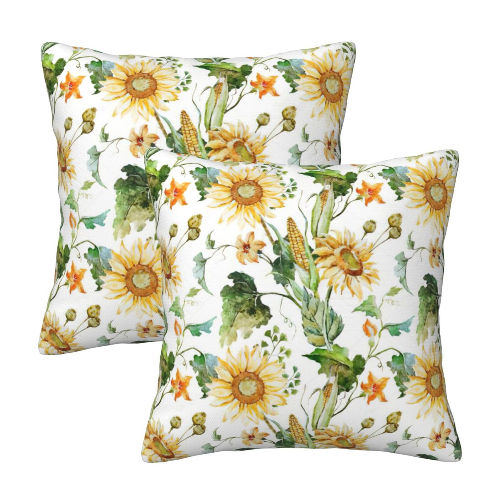 RRhgipp Sunflower And Corn Throw Pillow Cases Decorative Cushion Covers Couch Bed Sofa Decoration Xmas Gifts Bed