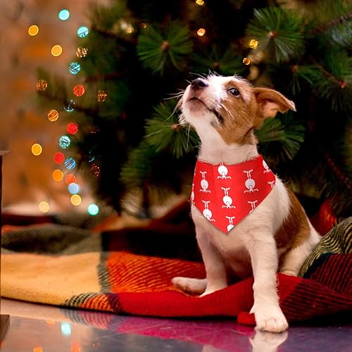 Miniatura 6 de Juego de 4 pañuelos navideños para perros, bufanda triangular ajustable para mascotas y 2 sombreros de Papá Noel para perros, gatos, patrones de