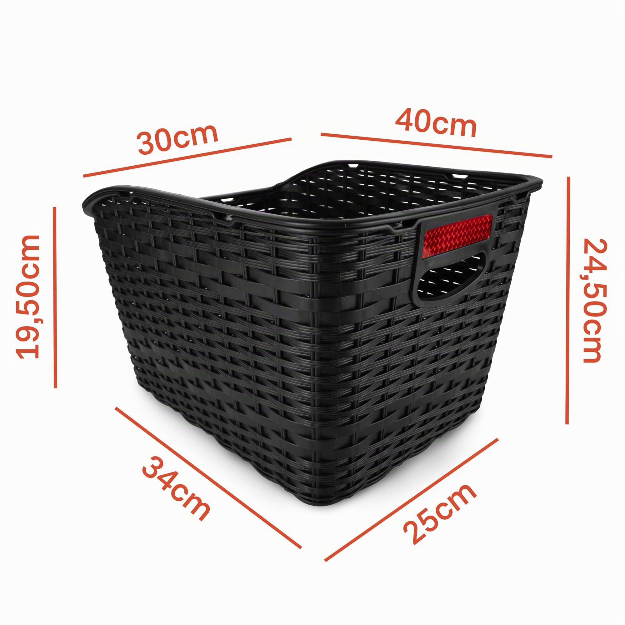 PEUZ Panier de vélo arrière unisexe de 30 l - Grand pour le transport de bagages - Filet en plastique solide - Résistant aux intempéries et à la rouille - Noir