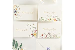 Crisky 12-Pack Wildflower Gold Foil 'Thinking of You' Greeting Cards
