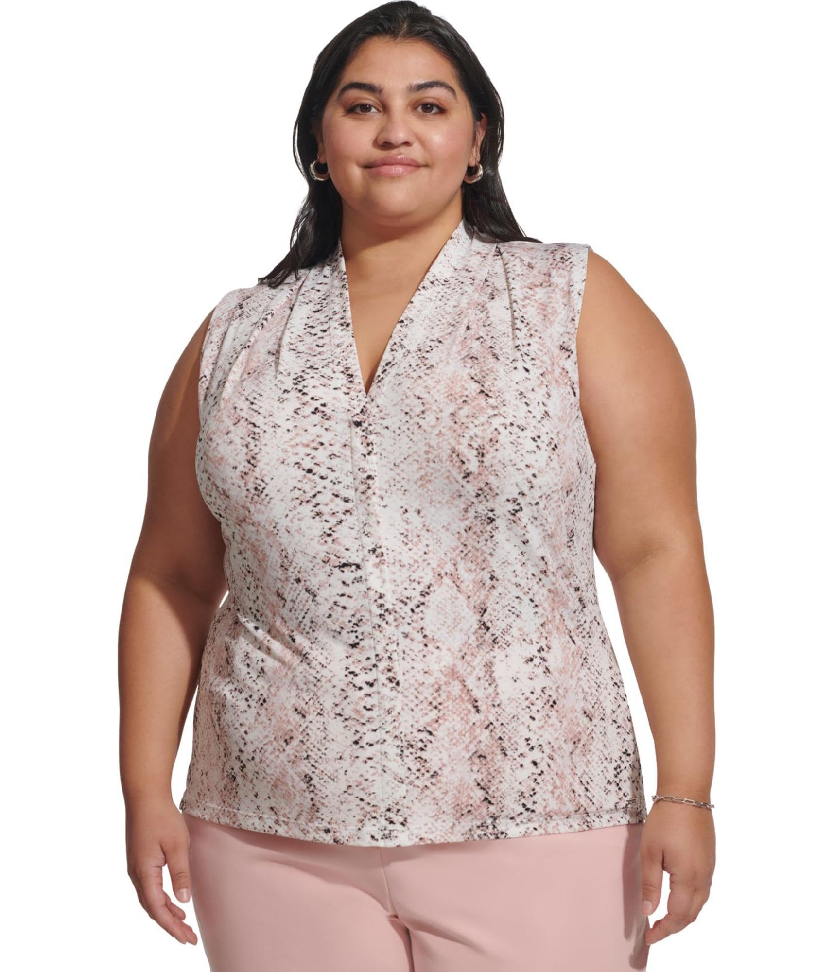 Calvin Klein Womens Printed Tank Top Multicoloured Plus Size 3X