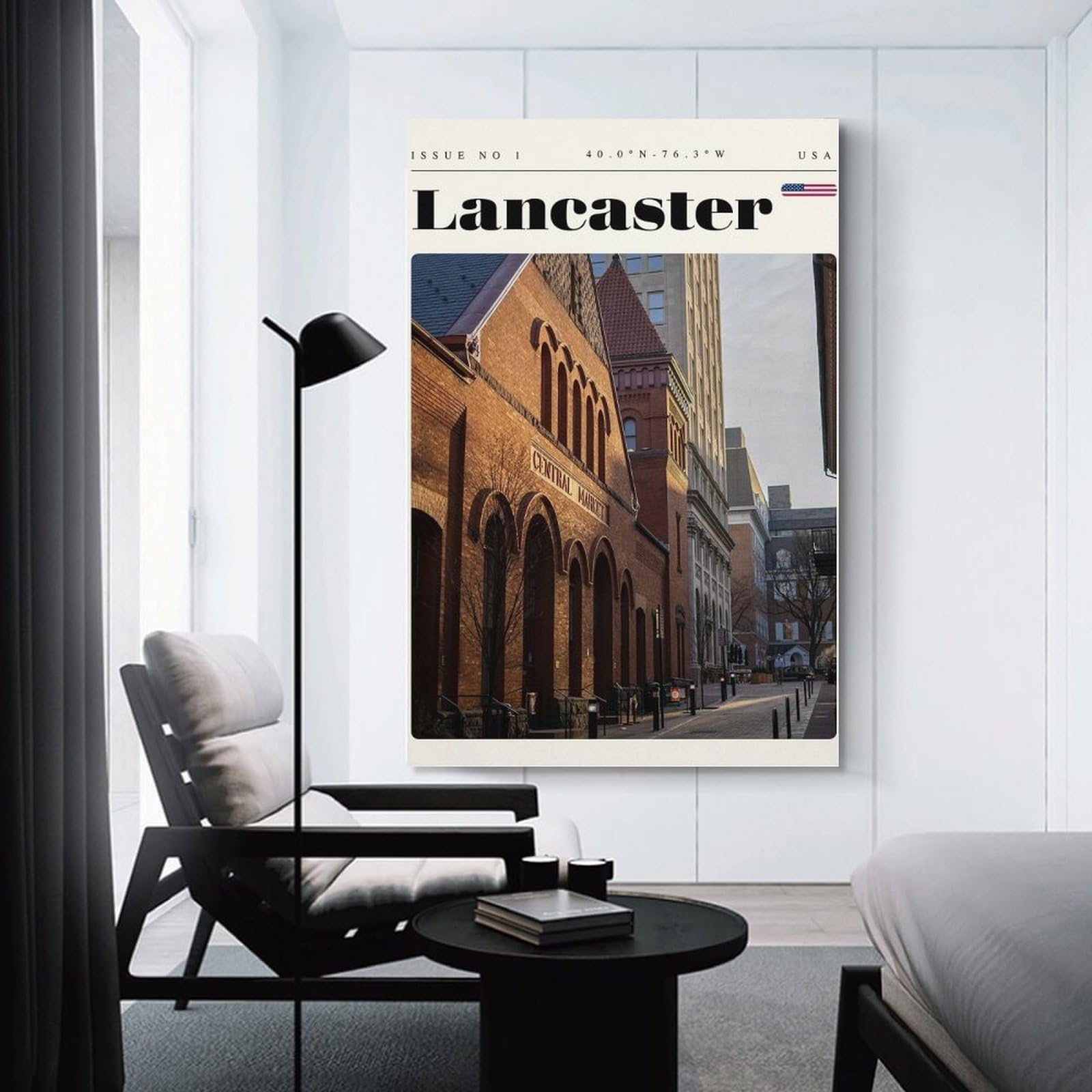 Junmoney Lancaster Pennsylvania Travel Art Room Decor Wall Art 20x30inch(50x75cm), for Wall Displays, Bedrooms Or Room Updates, Ideal for Building A Coordinated Art Wall