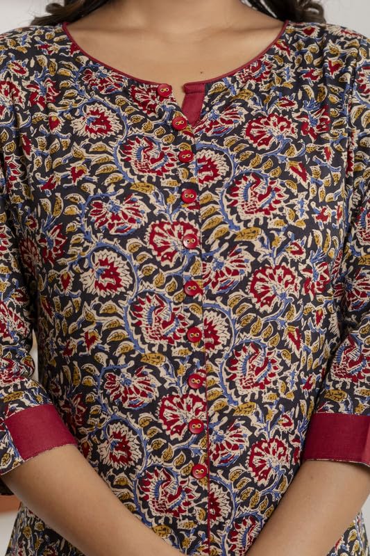 Image of Women Pure Cotton White and Blue Striped Printed Kurta