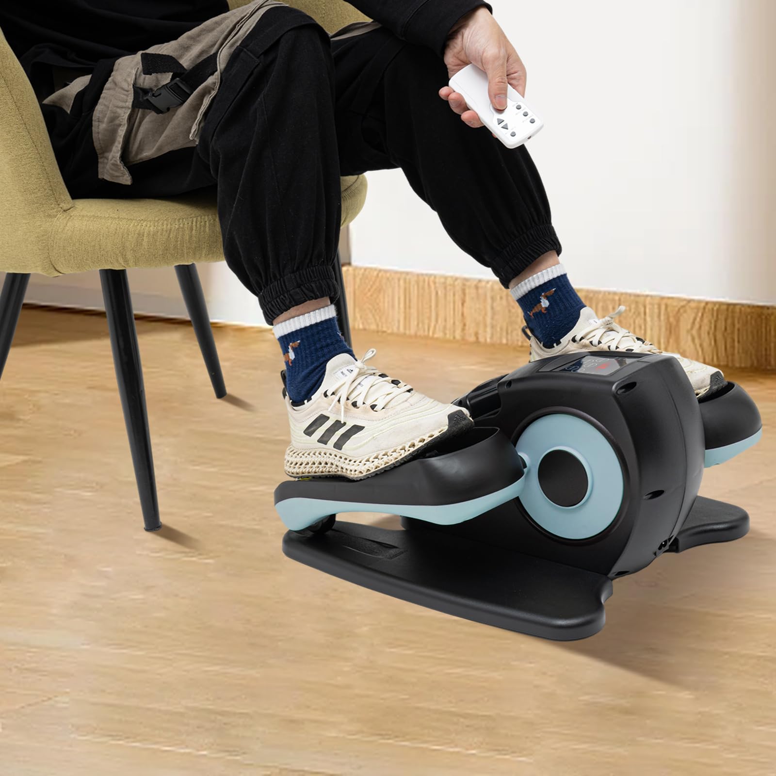 Under Escritorio Elíptico Entrenador Elíptico Motorizada Mini Bicicleta Estática Bicicleta Estática Entrenador de Piernas 5 Marchas con Control Remoto Piernas Recuperación para Personas Mayores y