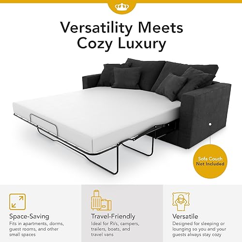 Miniatura 3 de DynastyMattress Colchón de espuma viscoelástica de gel frío de 4 pulgadas para sofá plegable convertible y sofá cama sofá tamaño Queen no incluido