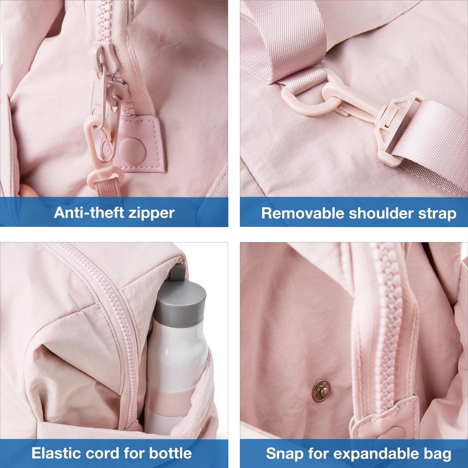 Sporttasche for Damen, Handgepäck, Weekender, Übernachtungstasche, Reise-Seesäcke mit Trolley-Ärmel, Tragetasche, Workout-Tanztasche(Pink)