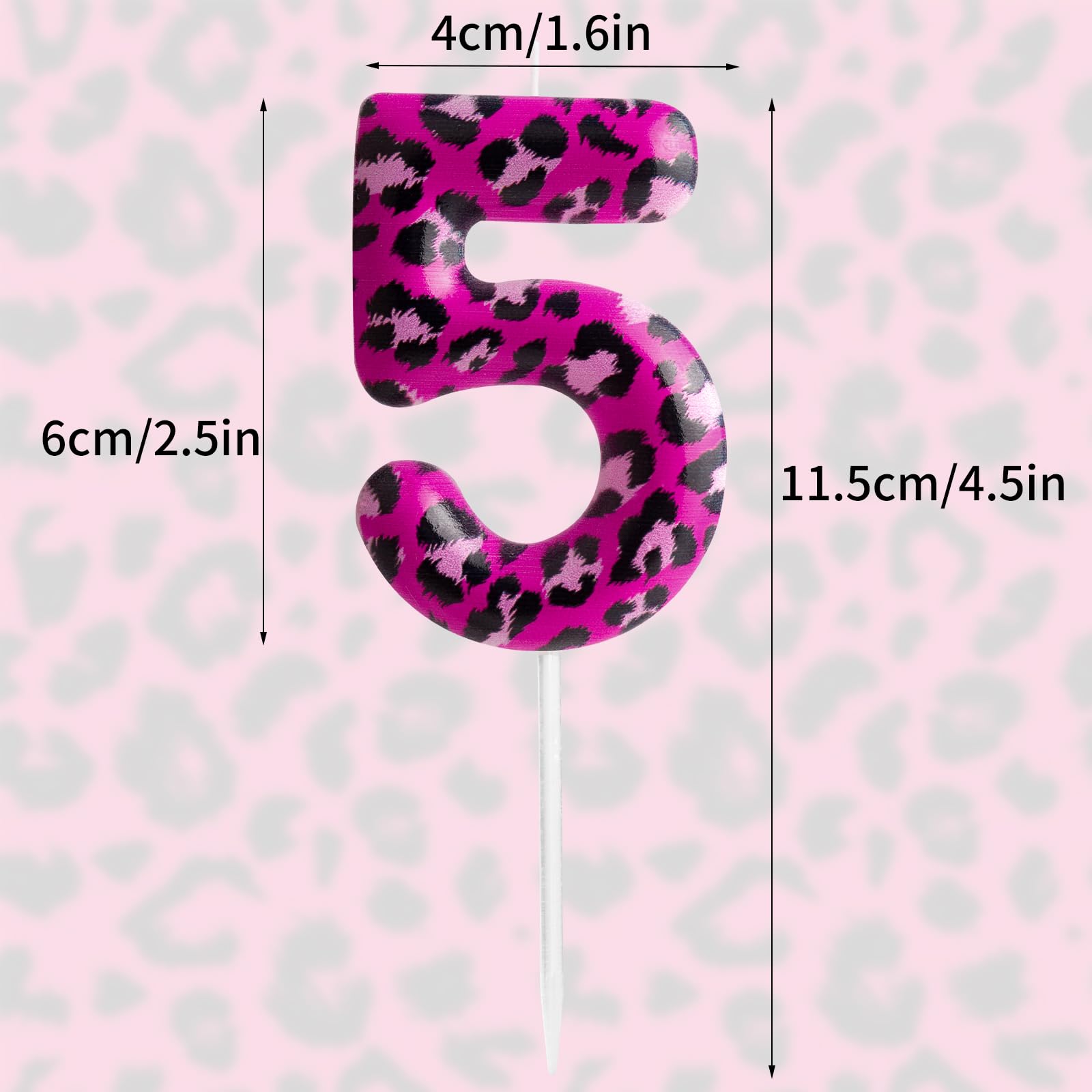 Velas de cumpleaños de leopardo rosa número 3, velas de cumpleaños con estampado de leopardo rosa, decoración de fiesta de leopardo rosa, pastel temático de animales de la selva para niñas, regalos de