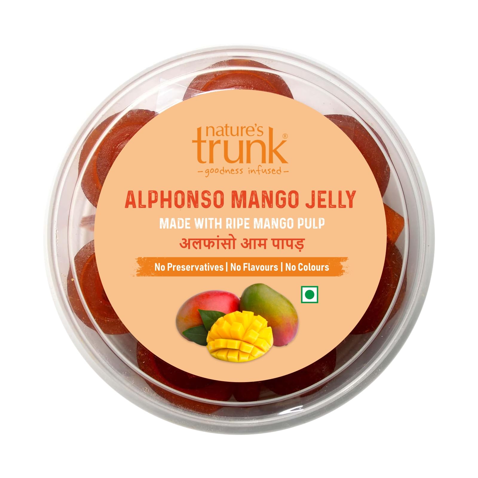 Nature's Trunk Alphonso Mango Jelly (Aam Papad) | 100% Natural, Sun-Dried Mamidi Thandra | Healthy Fruit Candy Fruit Candy | Traditional Indian Mango Sweet Chewy Snack | No Preservatives (250g)