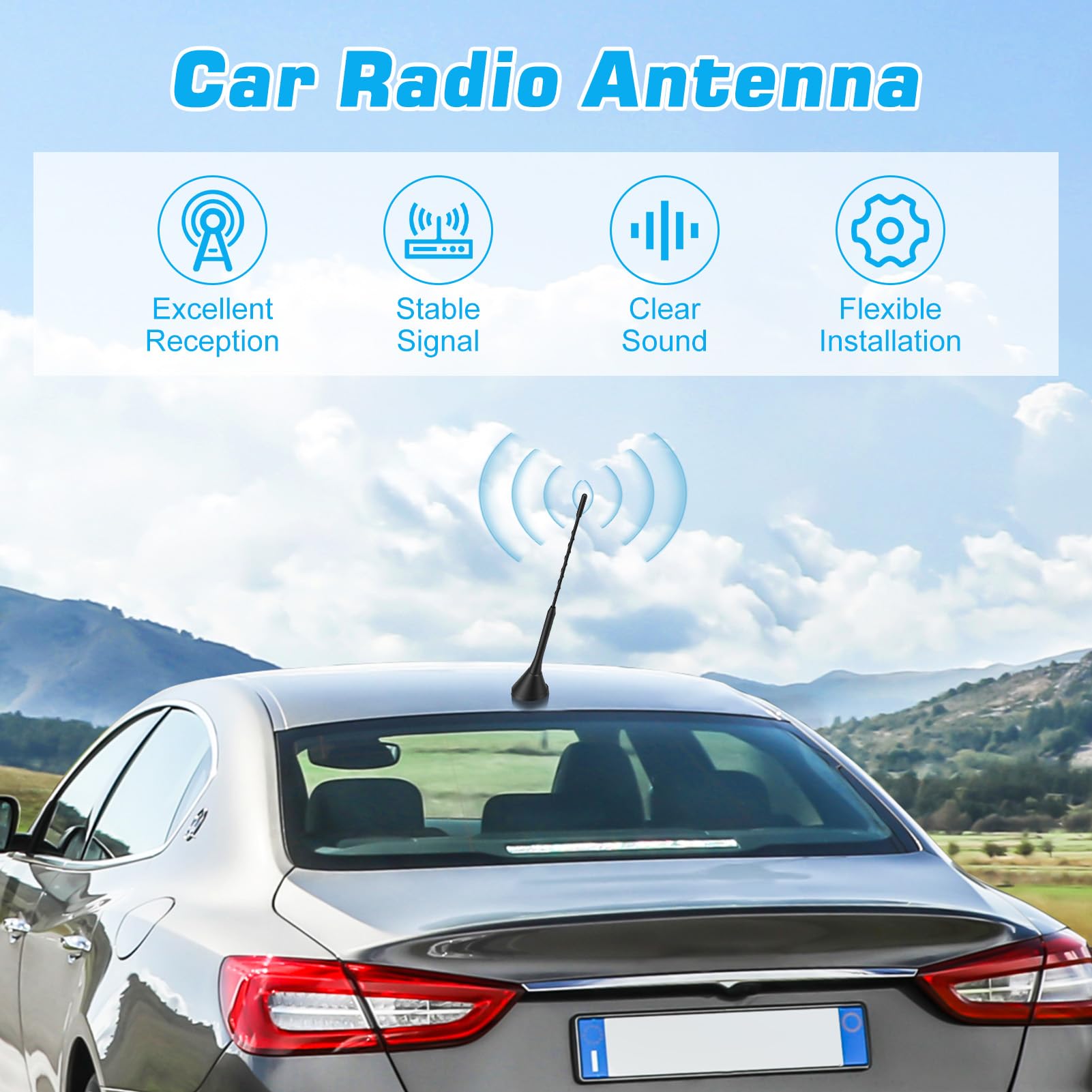 Yosoo Health Gear DAB DAB+ Antenna Auto, Digitale Antenna per Autoradio con 5m Cavo Coassiale, Connettori SMB/SMA e Presa DIN, Amplificatore Divisore Segnale Autoradio