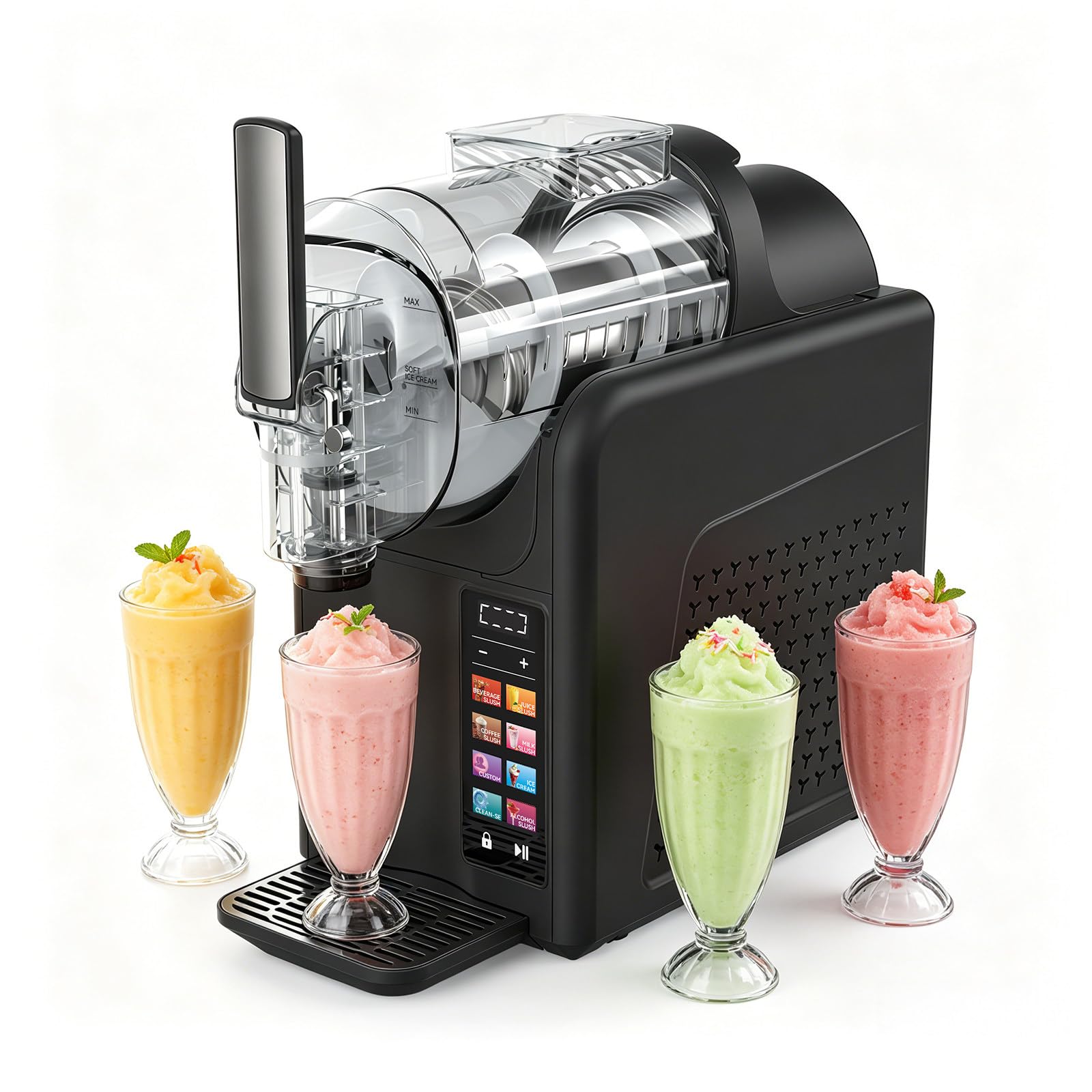 68oz Slushie Machine, No-Ice-Needed Freezing Drink Maker, Slushy Maker with 6 Presets Programs, LED Display, Self Cleaning & Adjustable Temperature, for Margaritas, Frappés, Milkshake Black