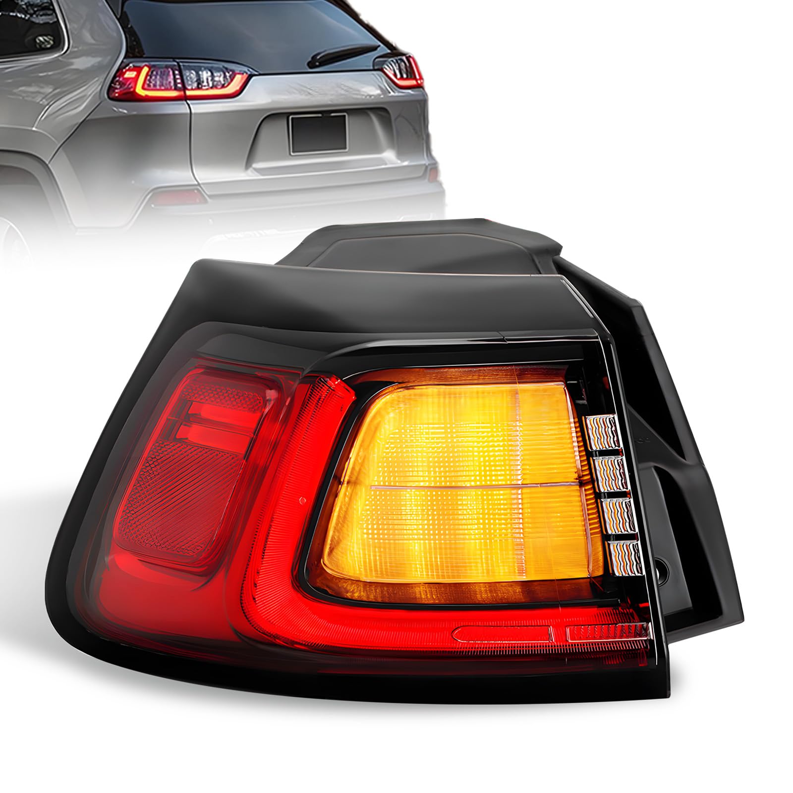 calisay LED Tail Lights Compatible with 2019-2023 Jeep Cherokee Outer Taillight Rear Driving Brake Lights Assembly Replace OEM#68275959AC 68275959AD