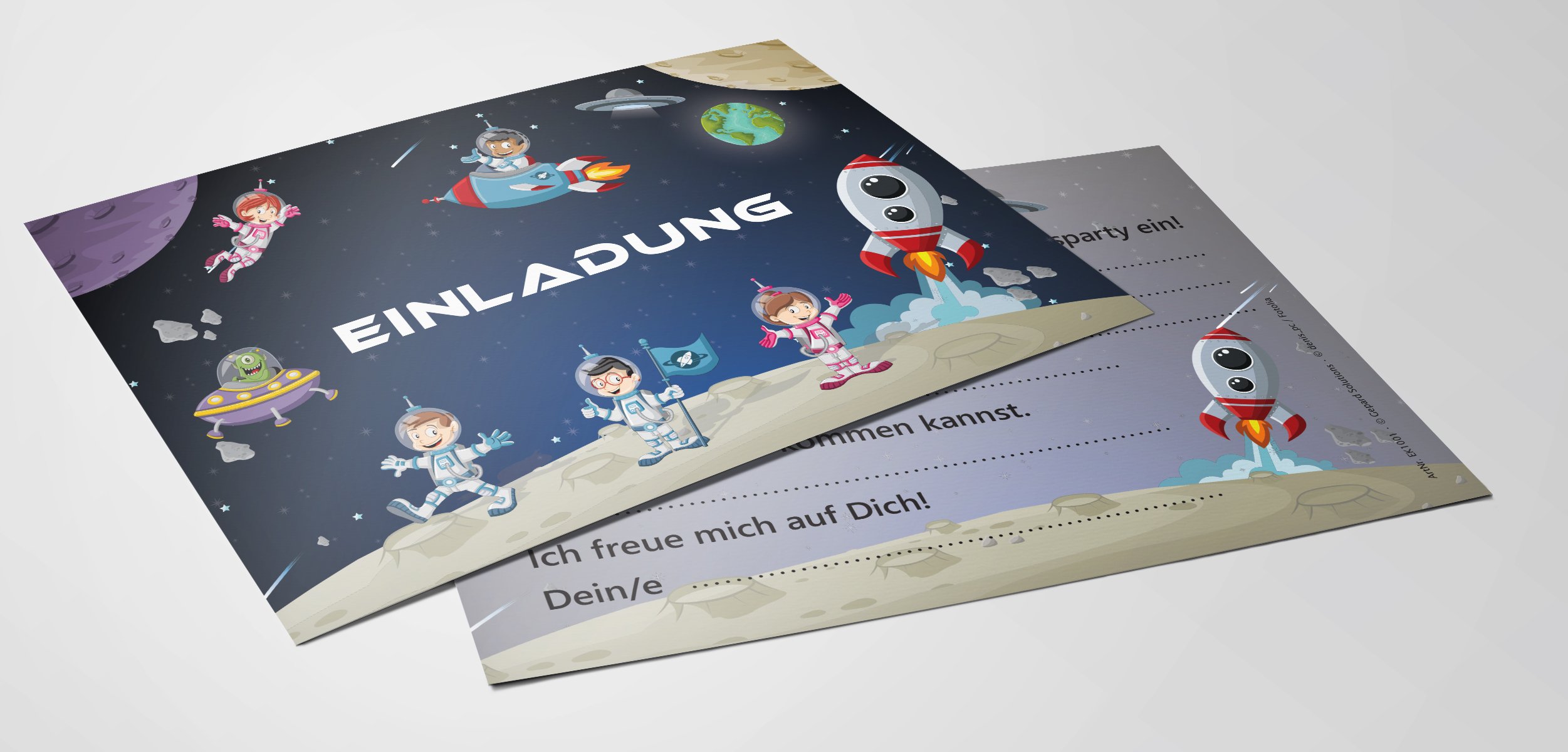Essi's Stoff Boutique Lot De 10 Cartes D'invitation Pour Anniversaire D'enfant Motif Astronautes Avec Enveloppes