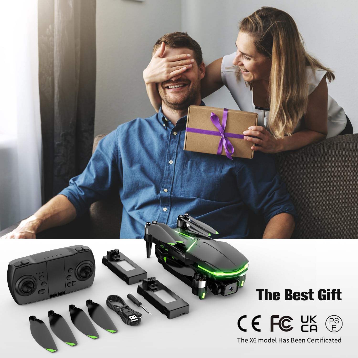 Dron con Cámara 4K para Niños Principiantes, Mini Drone Plegable Brushless, 45 Min, 2 Baterías, Regalo Niño (Black)