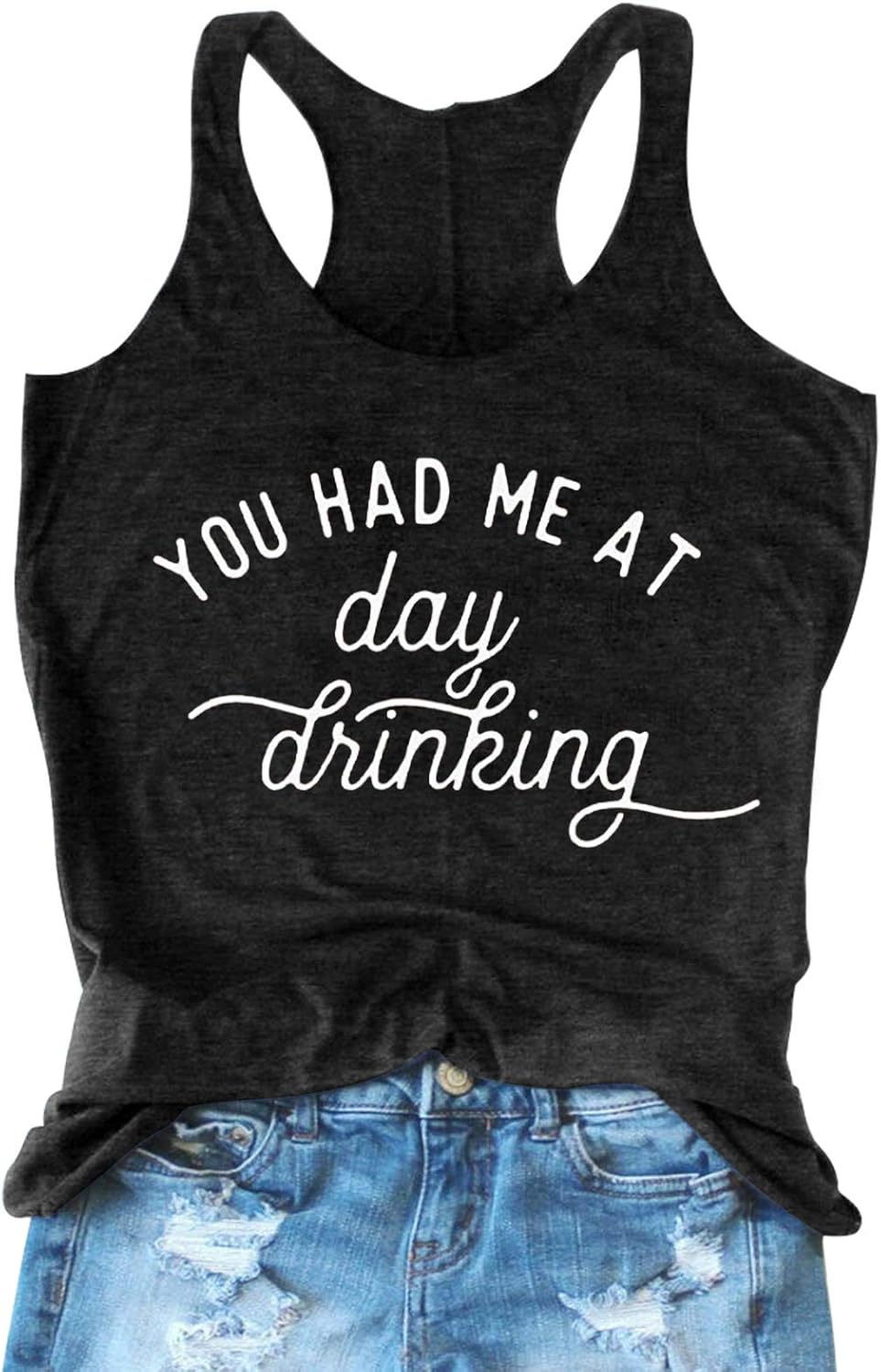 LANMERTREE Womens You Had Me at Day Drinking Tank Tops Adult Girls Summer Beach Funny Graphic Racerback Tanks Vest Sayings: Clothing