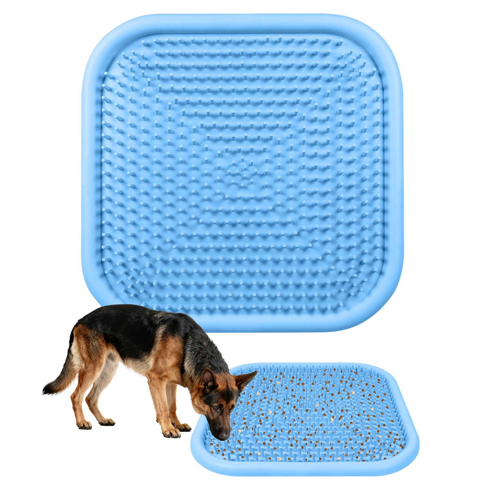 Bartuke Snuffle Mat for Dogs, 23.6" x 23.6" Silicone Dog Feeding Mat Sniffing Interactive Feeding Game Encourages Natural Foraging Slow Feeder for Small/Medium/Large Dogs, Indoor & Outdoor (Blue)