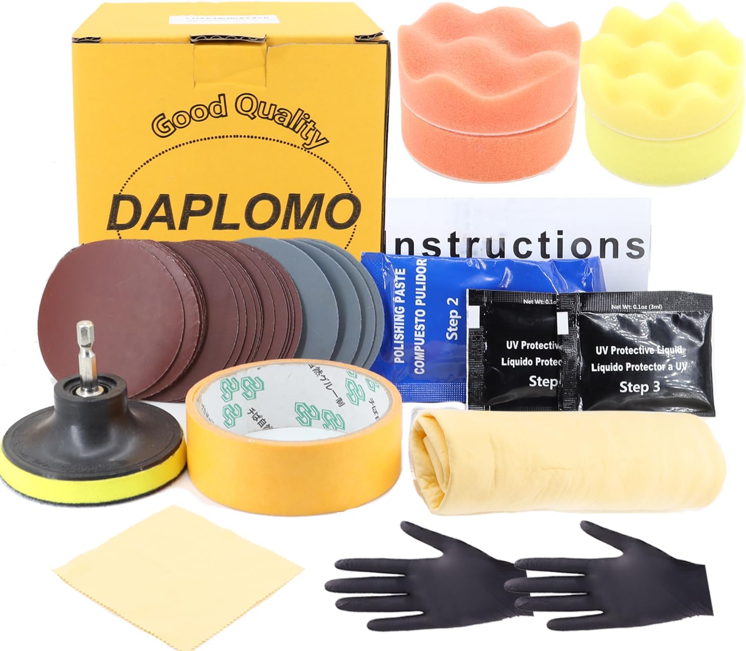 DAPLOMO 3Inch Headlight Restoration Kit,Sanding Discs for