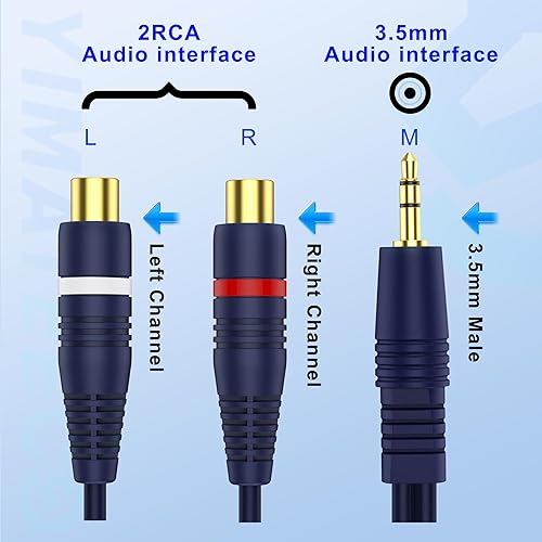 Miniatura 9 de YIMATEECO Cable divisor de Cinch R-C-A Y Cable AV Cables 1 hembra a 2 machos Cinch Cables para subwoofer, altavoz, AMP, tocadiscos, cine en casa