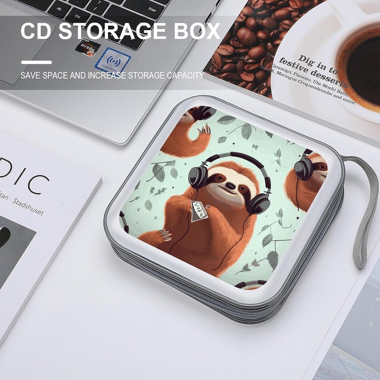 Funny Cute Animal Sloth Music CD Case CD Storage Box DVD Sleeves