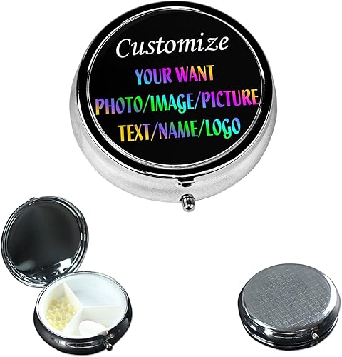 Miniatura 1 de Pastillero cuadrado personalizado para tu propia imagen, texto/foto, pastillero portátil de metal para medicamentos, organizador de vitaminas para