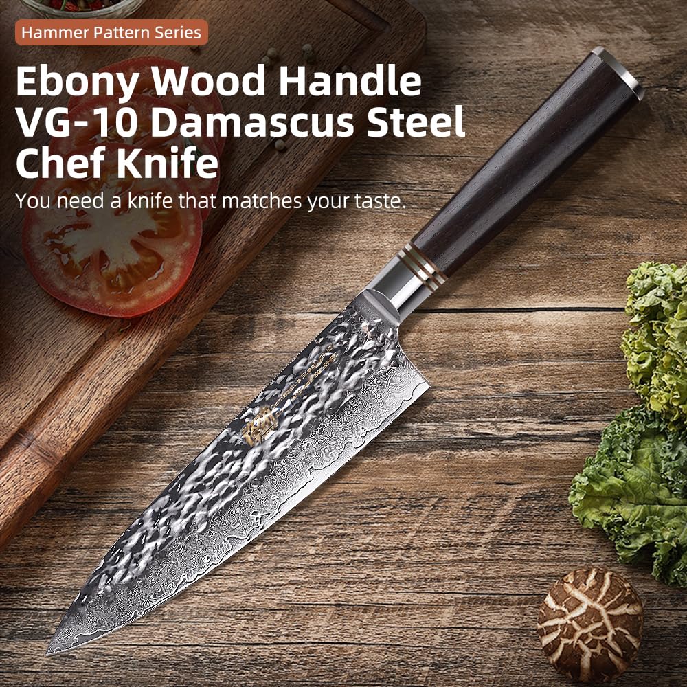 FINDKING Cuchillo de Chef Damasco 19 cm, VG-10, Estilo Japonés