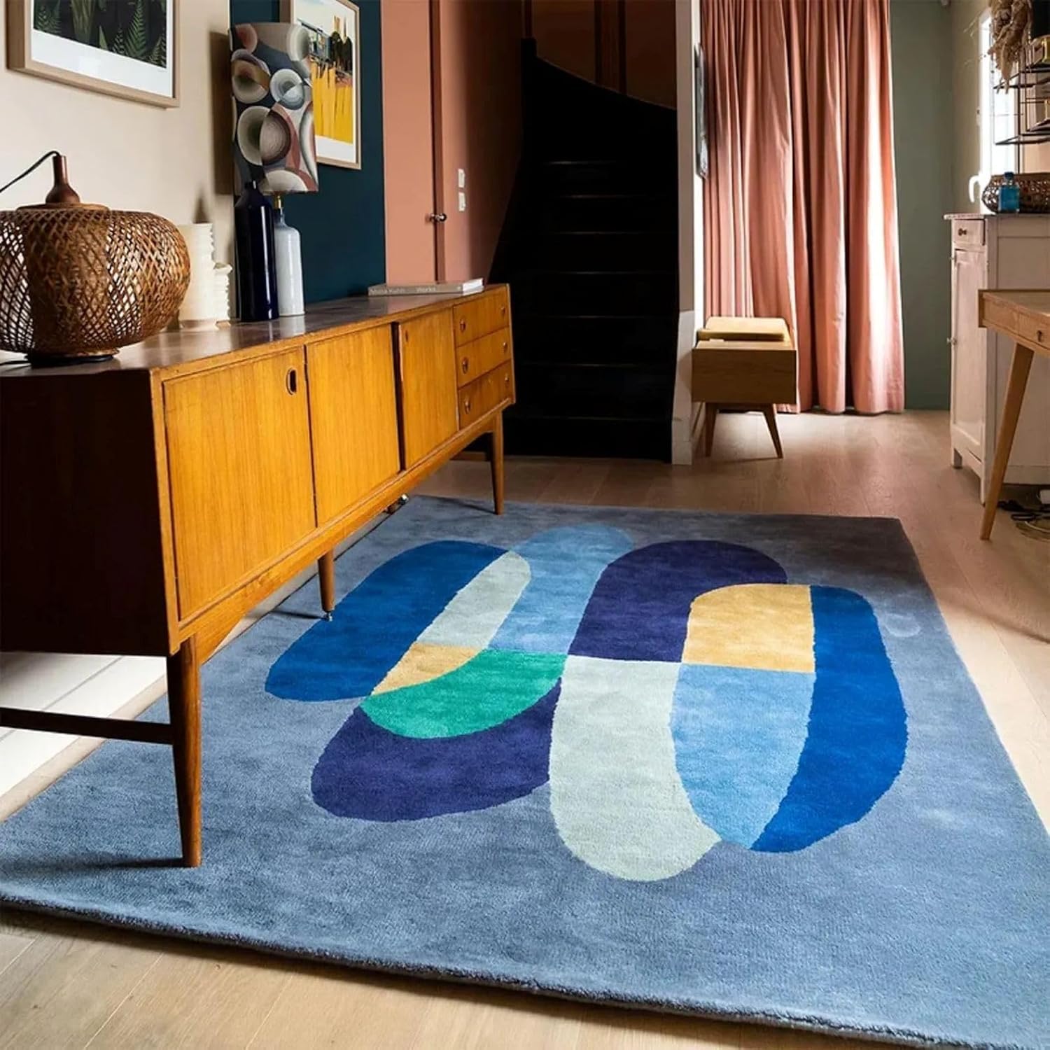 RAL Rugs Carpet for livingroom Bedroom Hall Irregular Shape Abstract Pattern High Low Soft Pile Handmade Quality Antiskid Antislip Backing Soft Newzealand Wool Rugs Size 6'x6'-image-5