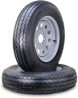 Free Country Trailer Tire Wheel Assembly ST175/80D13 8-Ply D 96L 5 Lug on 4.5" PCD Silver Mod Rim,SET 2