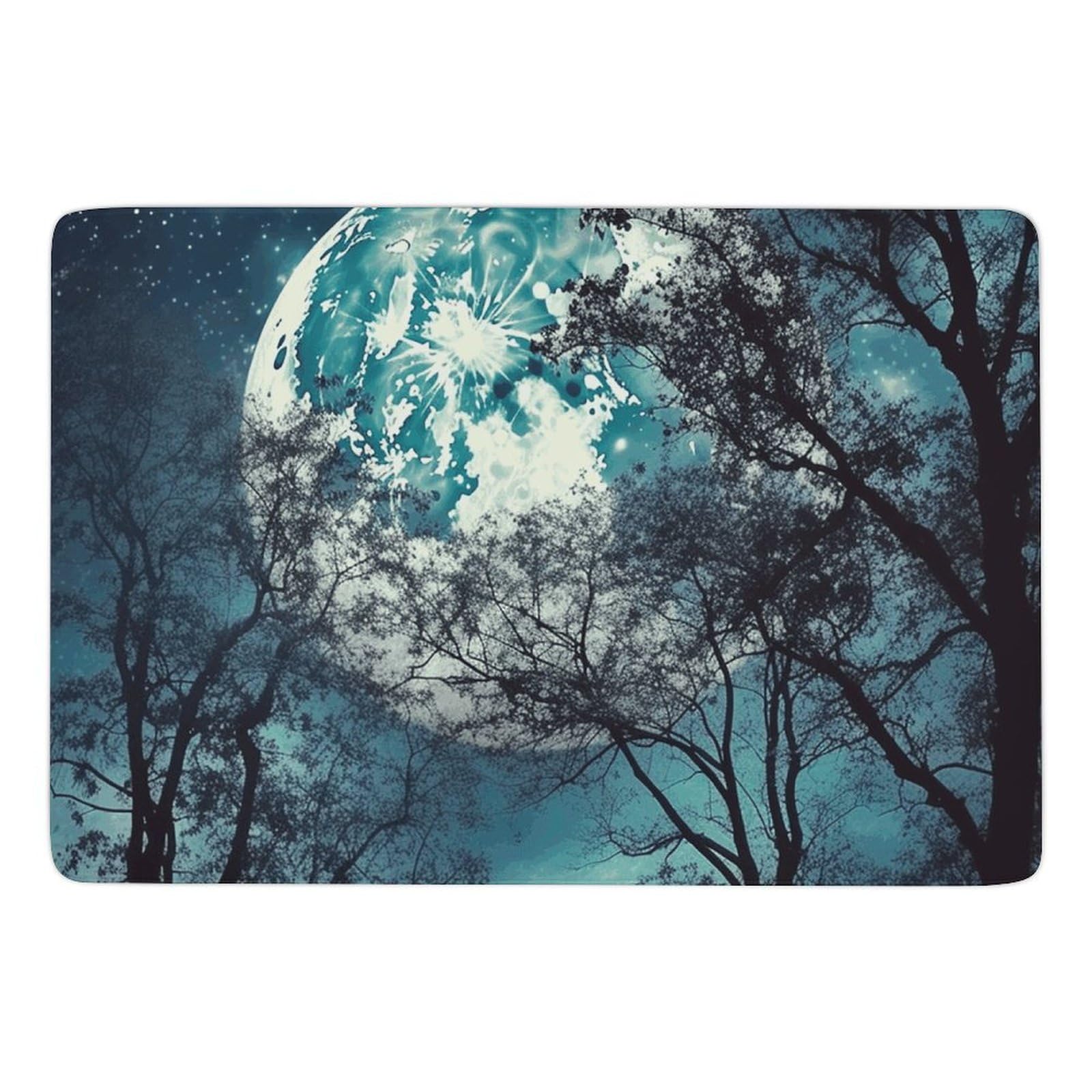 Tapis de sol lavable en peluche douce bleu lune pour déco de chambre