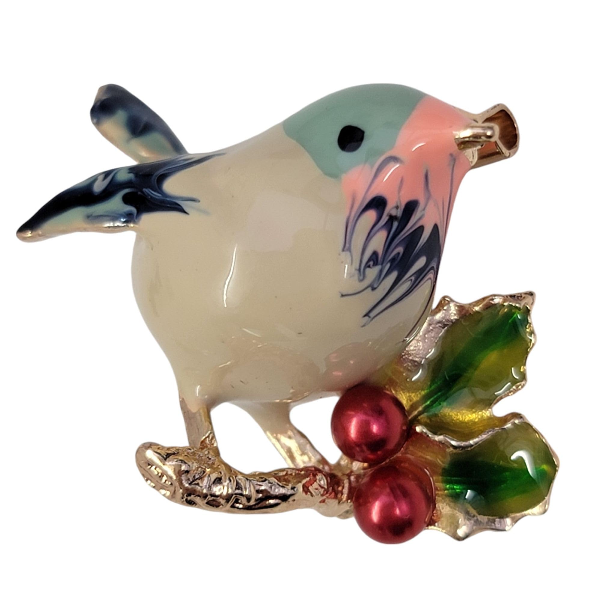 GFM® Robin on Berry Branch Brooch - Christmas, Birthday Mothers day -(BRCH)