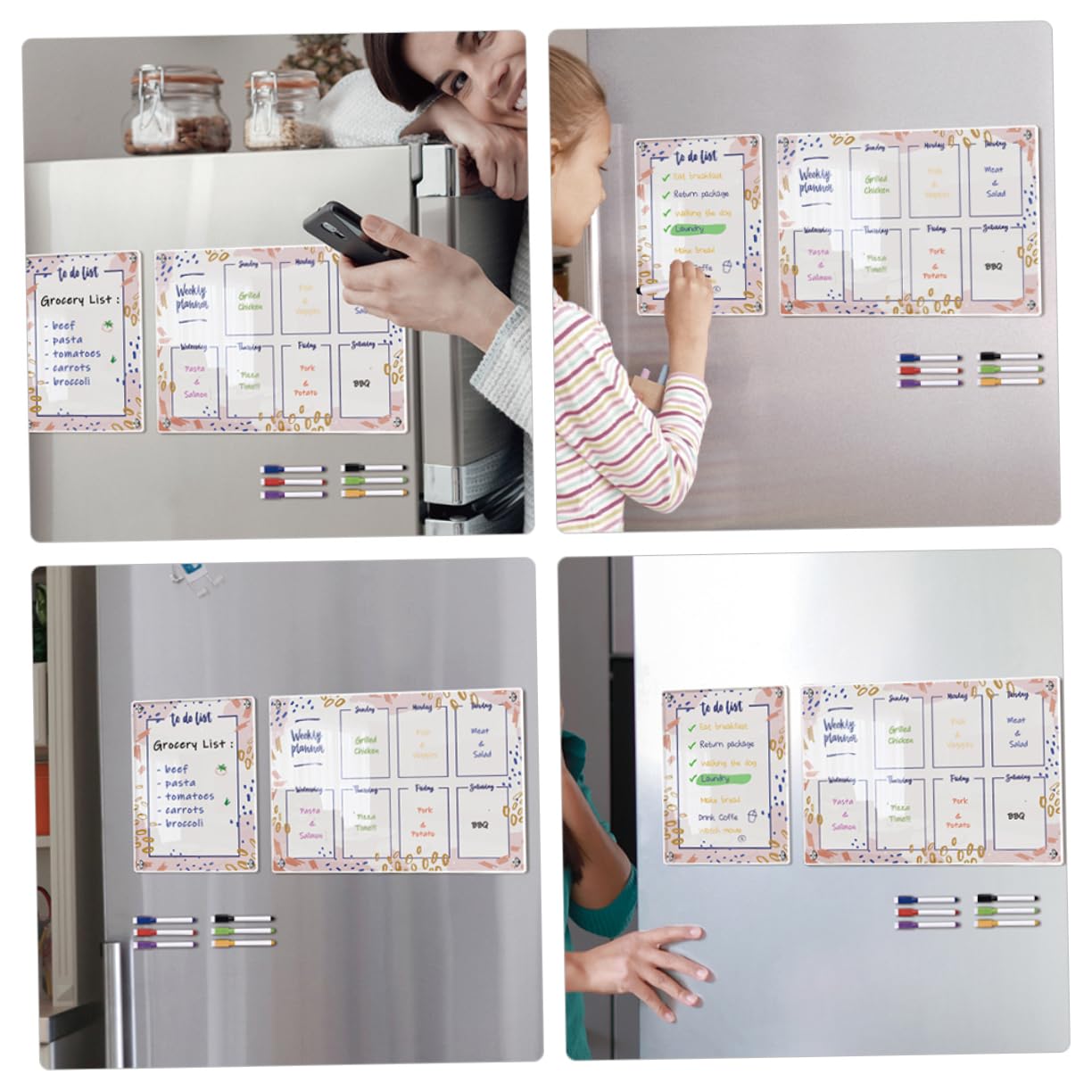 SEWACC Kühlschrankplaner Magnetische Trockenlöschtafel Abwischbare Planungstafel Für Küche Memo Board Tagesplan Memo-tafel
