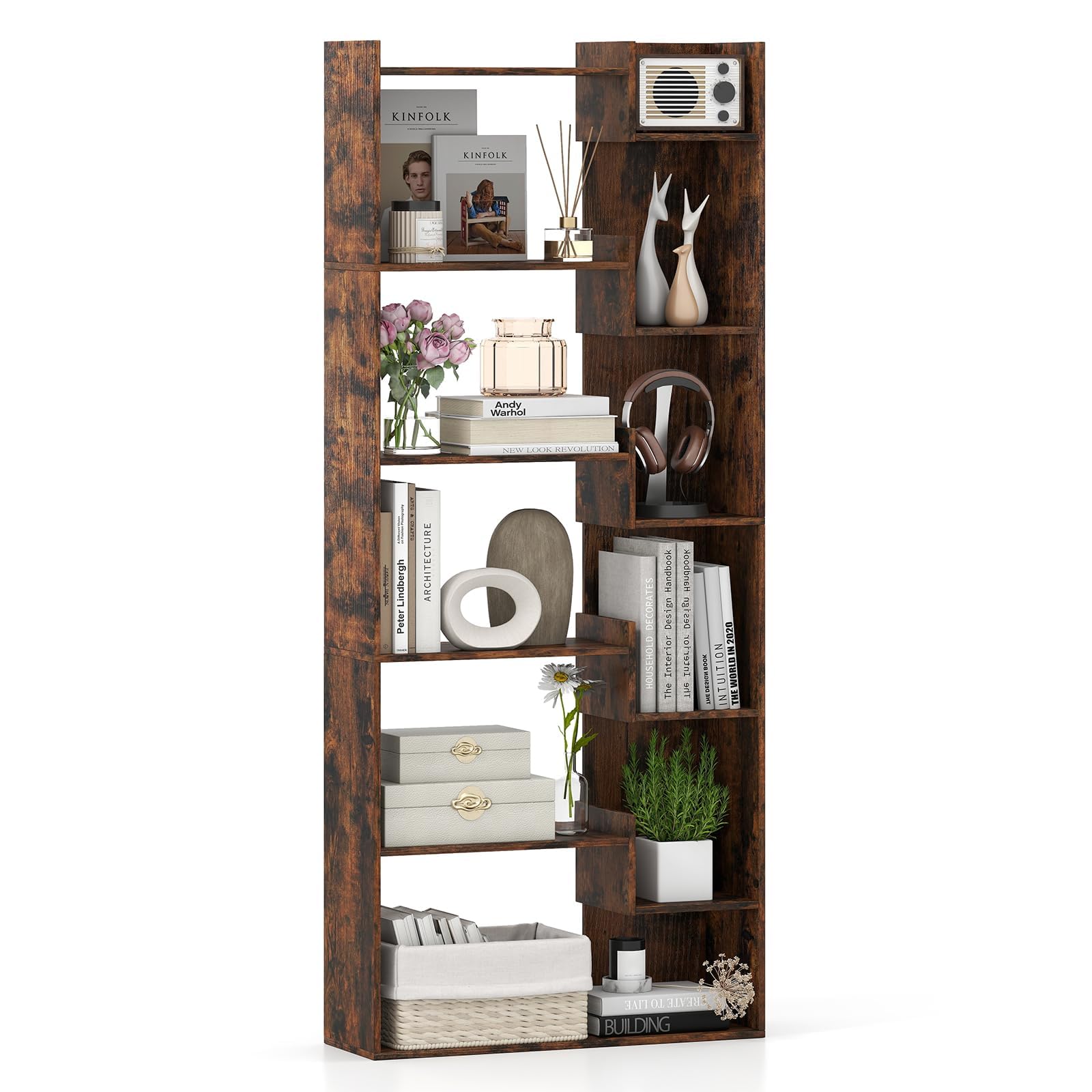 Meuble de rangement bois 6 étages FANTASK étagère exposition bureau salon
