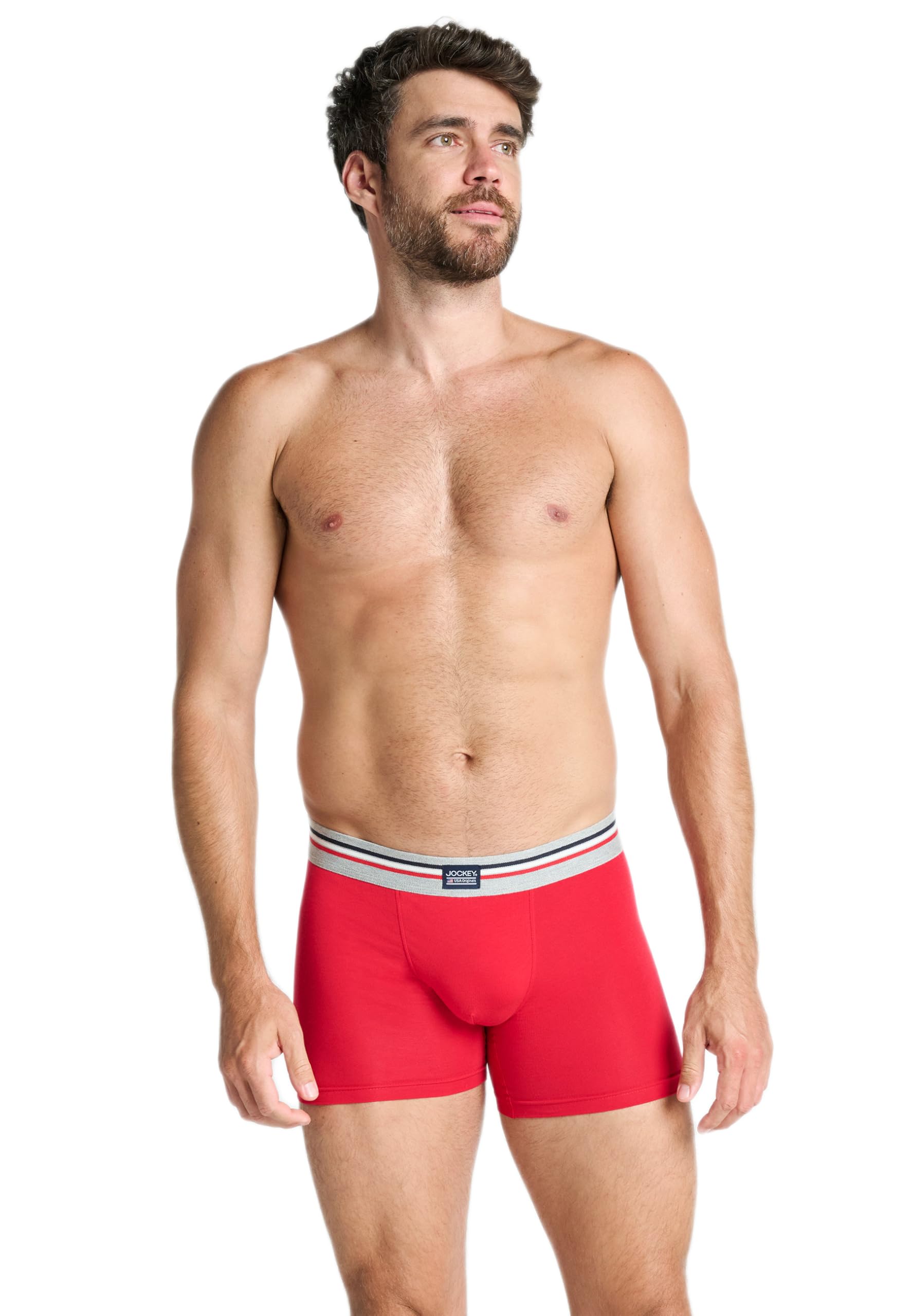 Jockey Men's Stone Grey Melange Cotton Stretch Boxer Trunk - 3 Pack, S